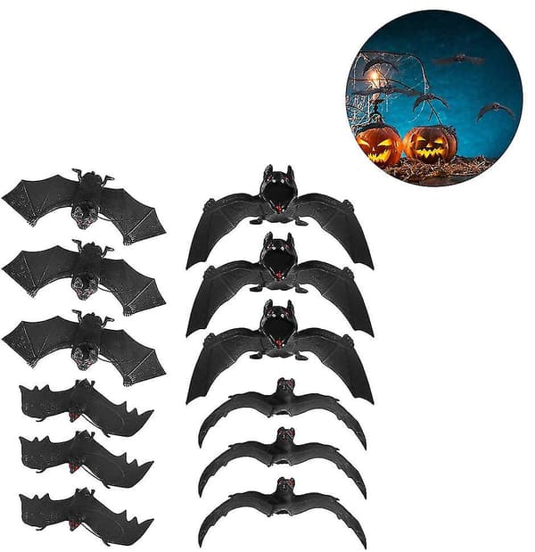 12 st Halloween Dekor Fladdermöss - Spöklika Hängande Fladdermöss För Dekoration