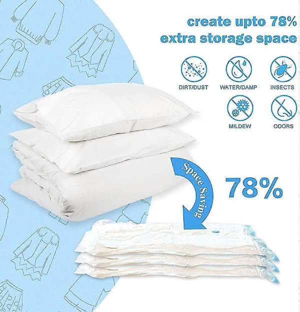 Vacuum Storage Bags, 8-Pack (4 Jumbo + 4 Large) Double Zipper Storage Bags, Space