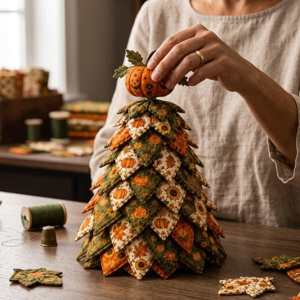 DIY Halloween Quilted Fabric Tree Kit, 3D Sewing Craft Halloween Tree, A A/1 A/1