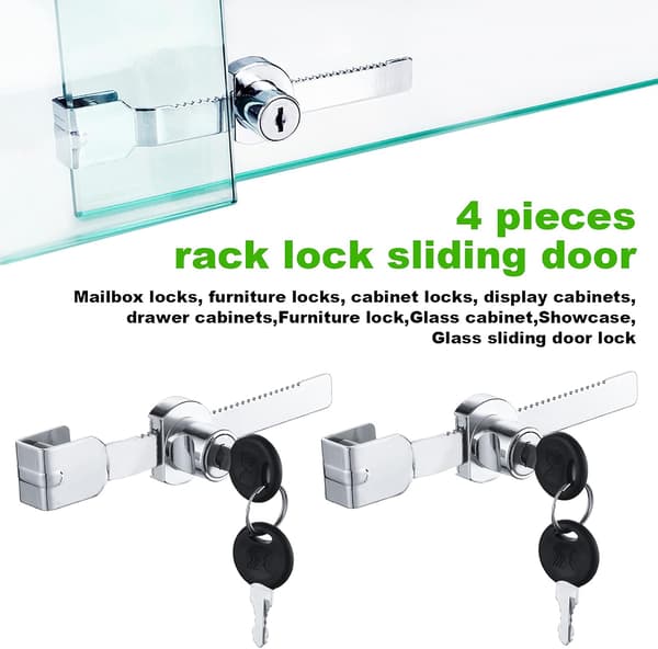 Glas Skydedør Lås, Monter, Display Skab, Glasskab med Kromfinish, Lige Låsning (Stor)