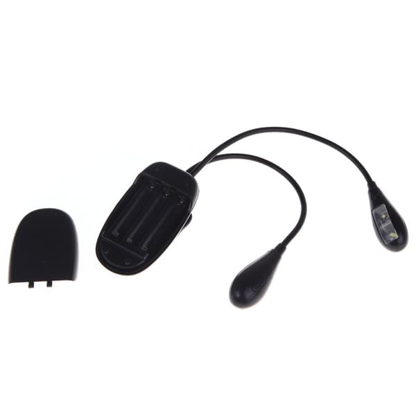 Musikkbokstativ Lyslampe Clip-on 2 Doble Armer 4 LED Fleksibel
