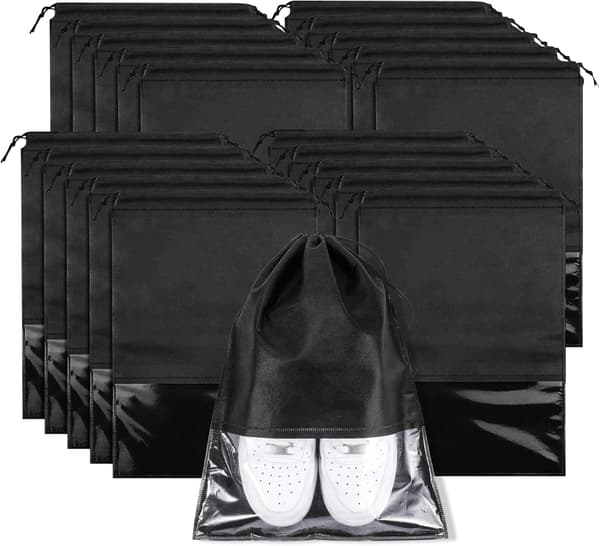20 store skoposer, non-woven skoopbevaring med snøre