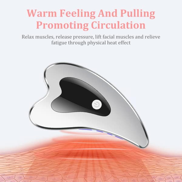 Elektriskt Gua Sha-verktyg för ansiktet, Gua Sha-platta med vibration, värme och ljusterapi