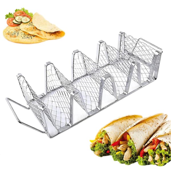 Stainless Steel Taco Holder, Taco Shell Holder, Stand for Oven Baking, Rust-proof Taco Tray, Holds 4 Tacos, Rack for Crispy Shells