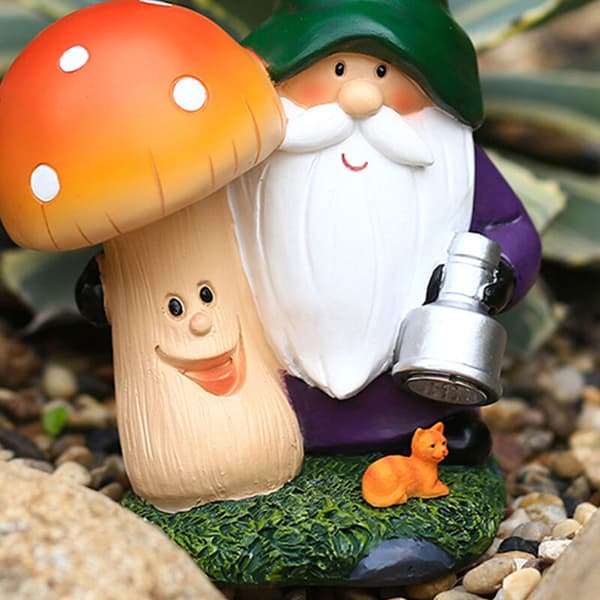 Solcellsdriven LED-harts gnome-skulptur utomhus trädgårdsstaty dekor djurstaty prydnader mini landskapshantverk
