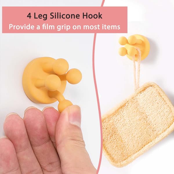 3 gula silikon tandborsthållare, multifunktionella självhäftande krokar