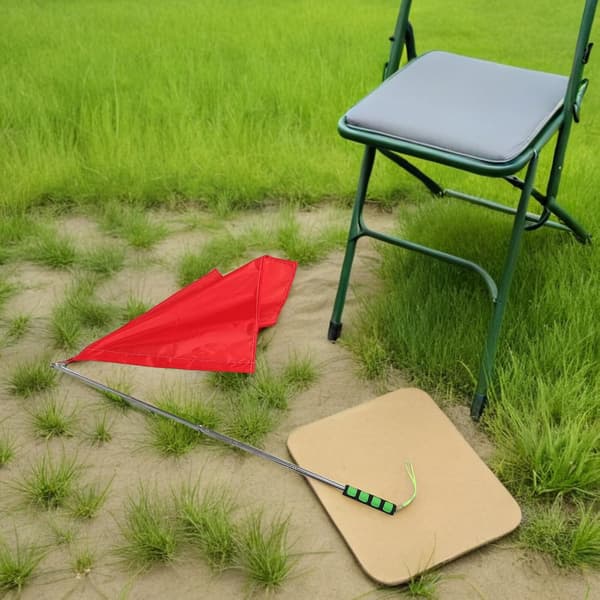 Horse Training Signal Flag with 1.2m Telescopic Green Handle, Red Referee Flag