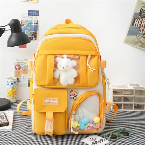 Korean Ita Backpack, Transparent Pin Display School Bag, Cute Transparent Student Backpack**pink pink