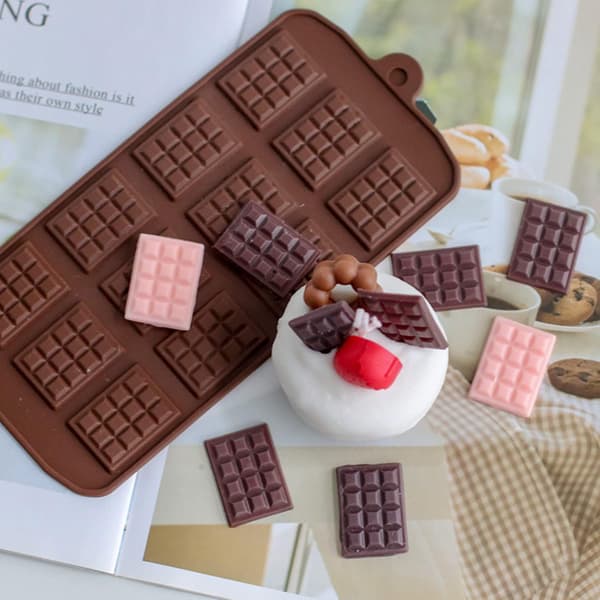 2 stk. Mini Silikone Chokoladeforme, Non-Stick Chokoladeform, Brune Isterningebakke Slik Chokolade Bage Køkkenform (Brun-2 pak)