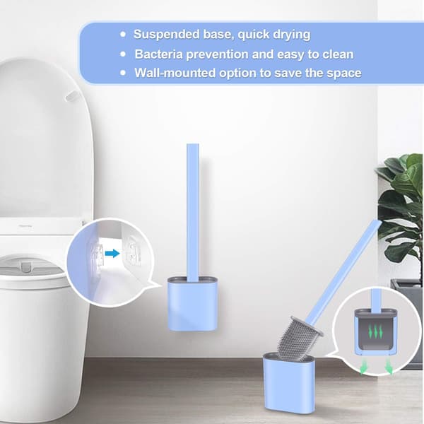 WC-harja ja pidikesetti kylpyhuoneeseen, syväpuhdistava silikoni-WC-harja