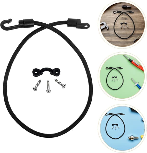 6-pack kajak-bungee-snöre-rem-kit med krokar och skruvar – 37,5 cm