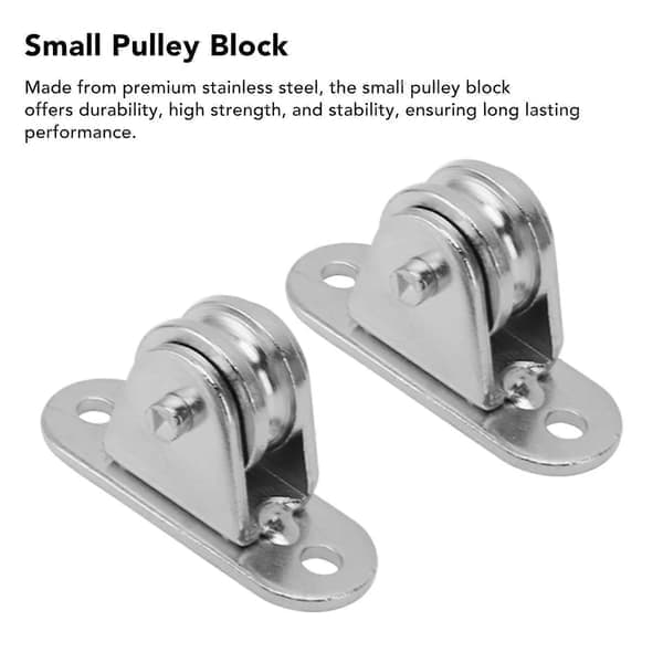 Small Pulley Block Stainless Steel Silent Pulley Roller Wall Mounted Fixed Pulley for DIY Equipment Wire Rope Rail Sliding Gate 2PCS