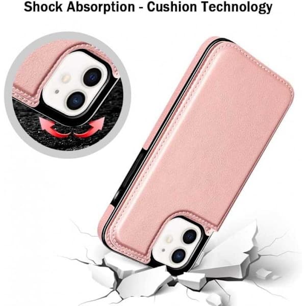 iPhone 12 / 12 Pro Stødsikkert Cover Kortetui 3-RUM Flip Sort Sort Svart
