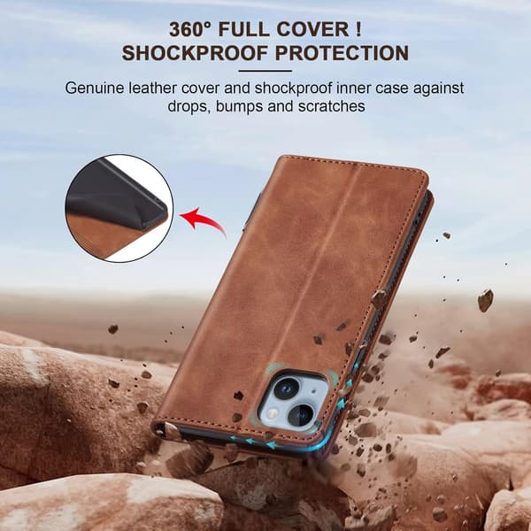 Etui til iPhone 14, PU-læder tegnebogsetui [Stødsikkert] [Magnetisk] [Kortholder] [Stativfunktion] Flip-etui (Sort)_tfrf