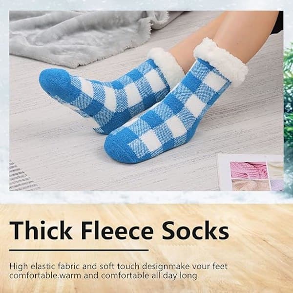 (Mørkeblå) Pelsplaid Bløde fluffy sokker Pels Benvarmere Varme sjove sokker