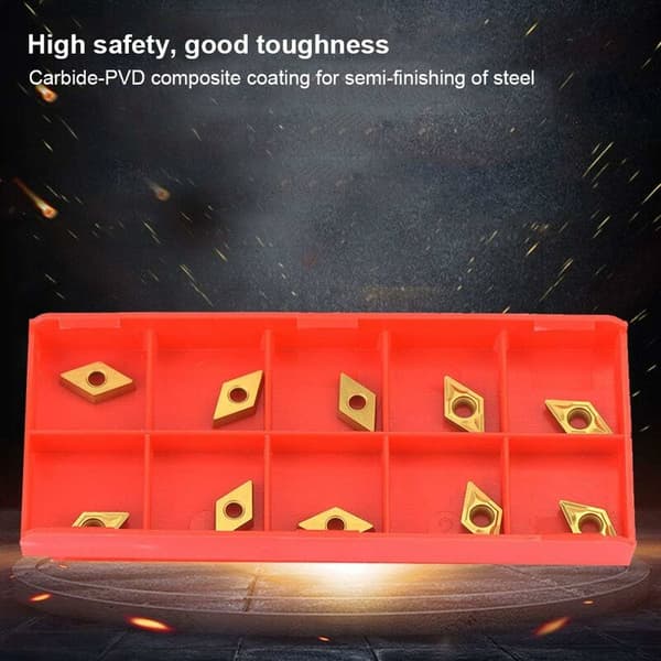 Carbide Insert Blades - 10 Pcs DCMT070204 US735 DCMT21.51 CNC Coated Carbide Insert Blade Lathe Tool with Wrench