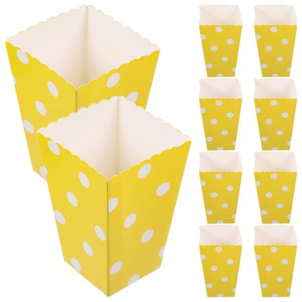 24 pcs Popcorn Boxes Popcorn Paper Boxes Decorative French Fries Boxes Snack Boxes (LGL) Yellow 11.5x7.5x7.5CM