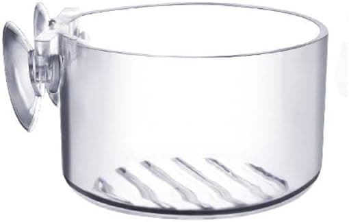 1 akvariefiskfoderdispenser med sugekop, gennemsigtig, rund og perforeret dispenser, akryl