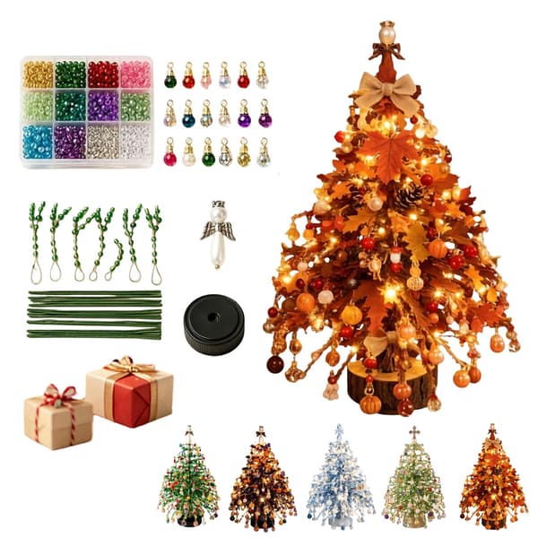 DIY Beaded Christmas Tree, Crystal Christmas Craft Kit (Green 2) Green 2