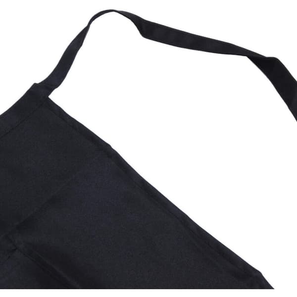 Black Half Apron Women's Waitress with 2 Bar Pockets Short Waist Solid Color