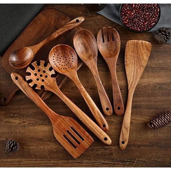 Kjøkkenredskaper - Sett med 8 - Teaktre - Non-stick - Samtidsdesign