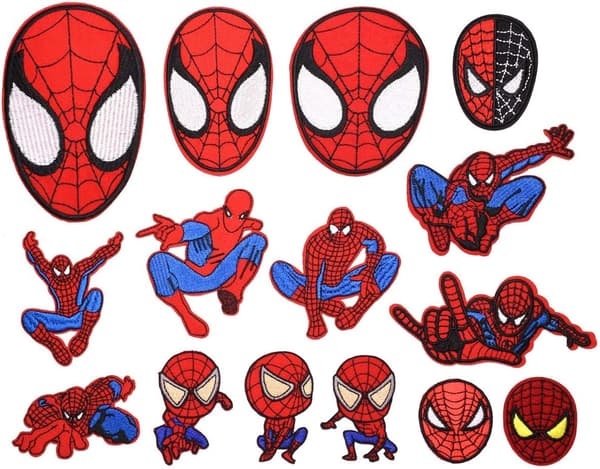 Strykjärnsmärke 15 st Strykjärnsmärken Spider Man Broderade lappar