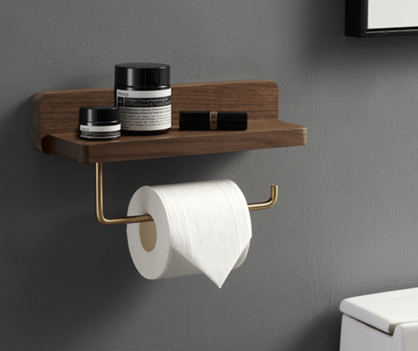 (10x30 CM) Dobbelt installation toiletpapirholder Massivt træ Bøg