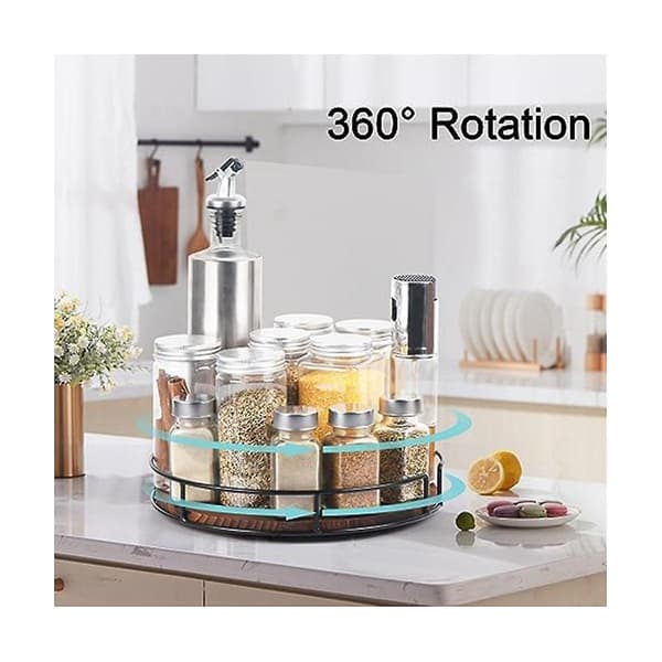 Non-slip Wooden Turntable for Cabinets, Pantry, Kitchen Countertop, Refrigerator, Spice Rack