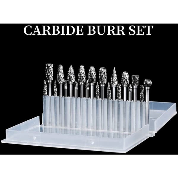 Double Cut Carbide Rotary Burr Set 20 Pcs Grinders 1/8 Inch Tungsten Carbide Cutters for Woodworking