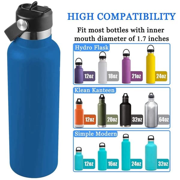 2X Flexible Handle Straw Lid for Hydro Flask 18 21 24 Oz, A Simple and Modern Replacement Lid for Most Bottles