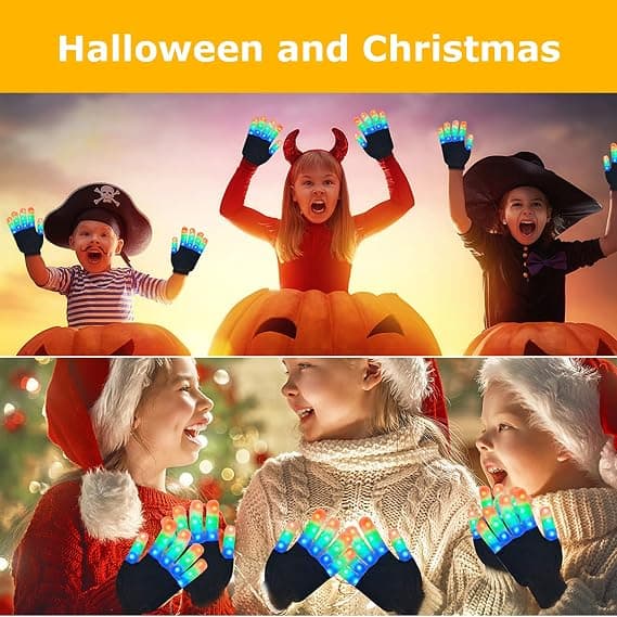 Barn LED-handskar Finger Light Up-handskar - Fantastiska färgglada blinkande