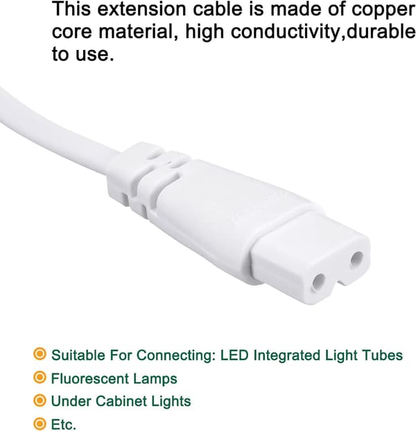 T5 LED rør forlængerkabel 2-benet 30CM han til hun ledning integreret lysarmatur 4 stk.
