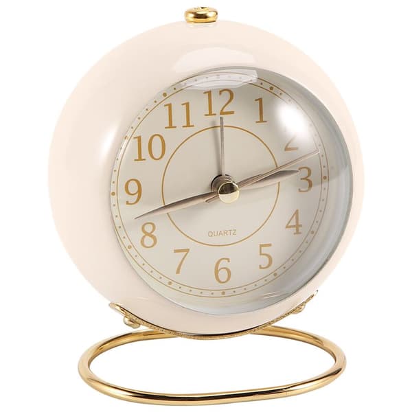 Small Table Clock, Analog Quartz Desk Alarm Clock with Light for Bedroom Decor