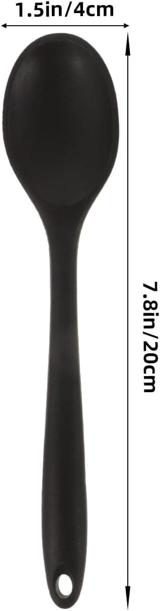 6 Pieces Silicone Cooking Spoons Non-Stick Mixing Spoons Ergonomic Design Humanized Handle Heat Resistant