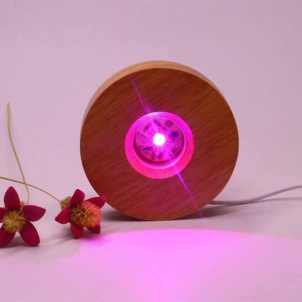 Tredispalybase med LED-belysning, fargede lys, 4 tommer (hdz004)