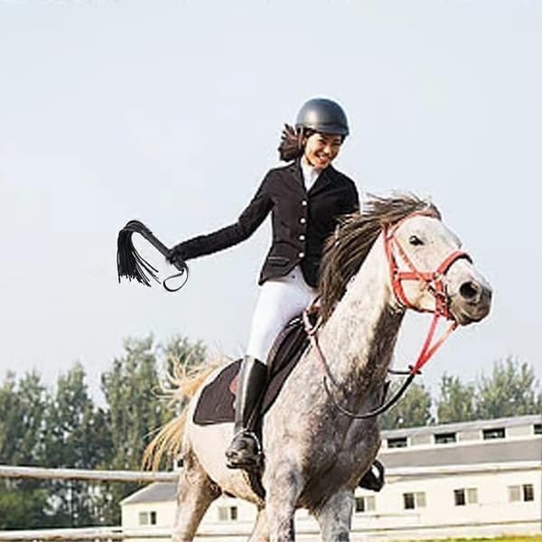 Faux Leather Horse Whip, Paddle Style, Riding Accessory for Competitive Riders (FMY)