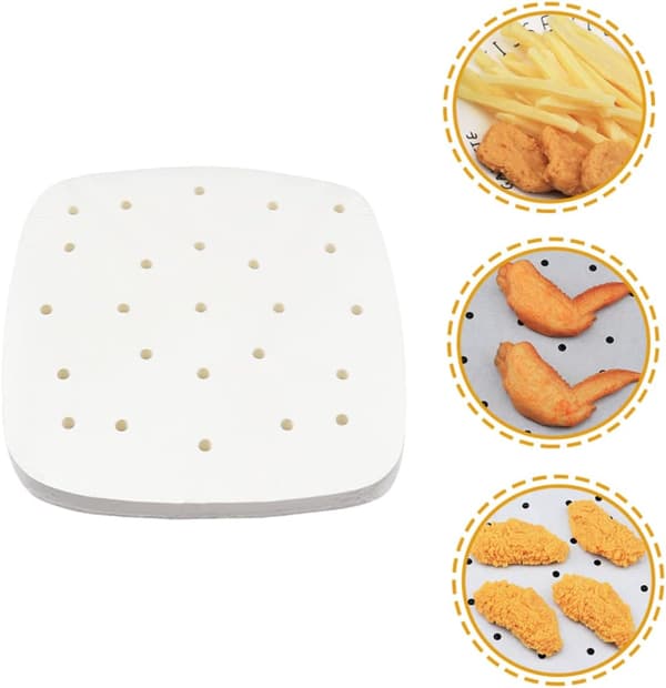 100 st. Air Fryer Pappersfoder Non-Stick Pergament för Fritering och Bakning Livsmedelsklassade Matlagningstillbehör
