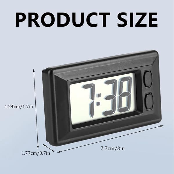 Car Clock LCD Digital Clock Mini Clock Car Clocks for Dashboard Easy to Read Date Time Large Digits Battery Powered