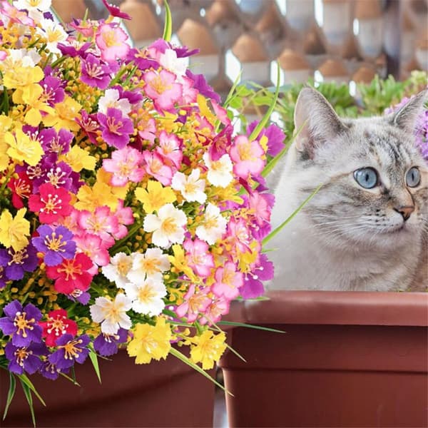Konstgjorda Blommor för Utomhusbruk, 6-pack Utomhusväxter, Konstblommor, UV-beständiga, Utomhus