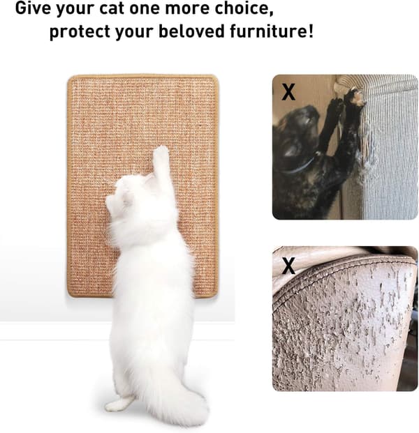 Cat Scratch Mat, 60x40 cm Natural Sisal Scratch Mat, Horizontal Scratch Board for Cats, Protects Furniture and Sofas