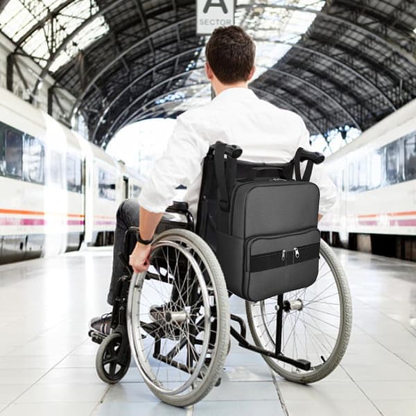 Wheelchair Bag, Wheelchair Accessory Storage Bag, Waterproof and Practical Backpack, Suitable for Electric Wheelchairs and Rollators