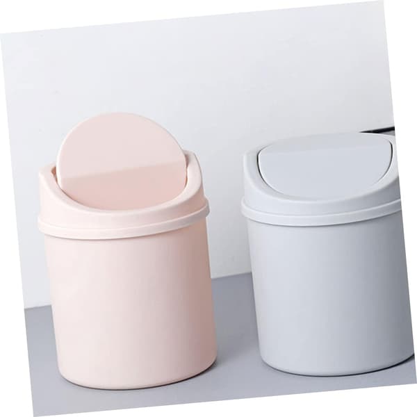 Mini Trash Can with Flip Lid, Desktop Storage Bin for Office, Dressing Table, Bedside Cabinet