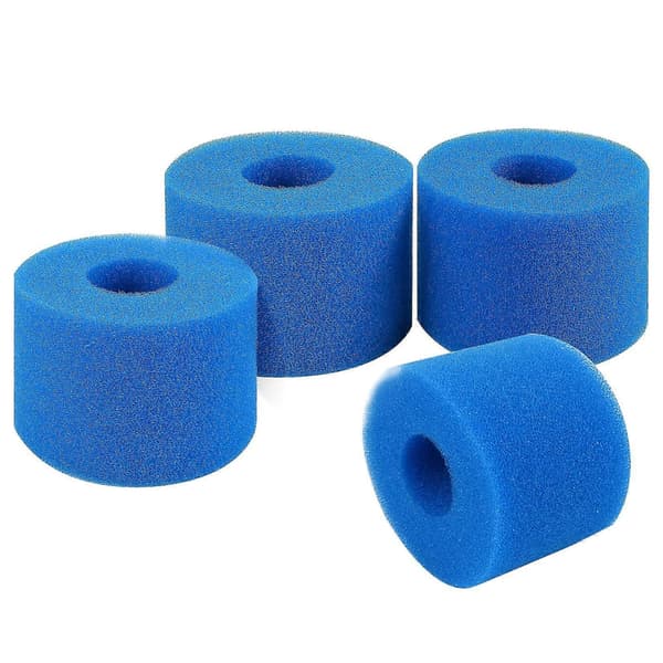 4 stk. filterpatron svamp boblebad filterpatron Lazy Spa filter pool svampefilter til Intex type S1 genanvendelig vaskbar erstatningspatron