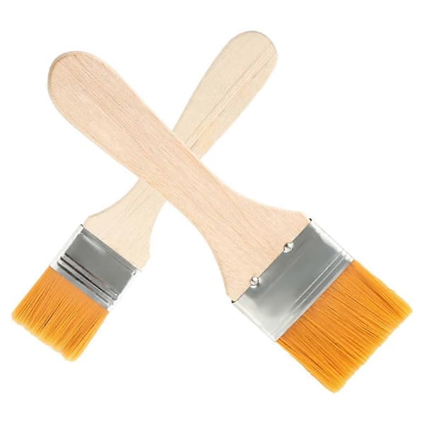 Nylon Brush for Grilling 2 Pcs Durable Wooden Handle Cooking Brush