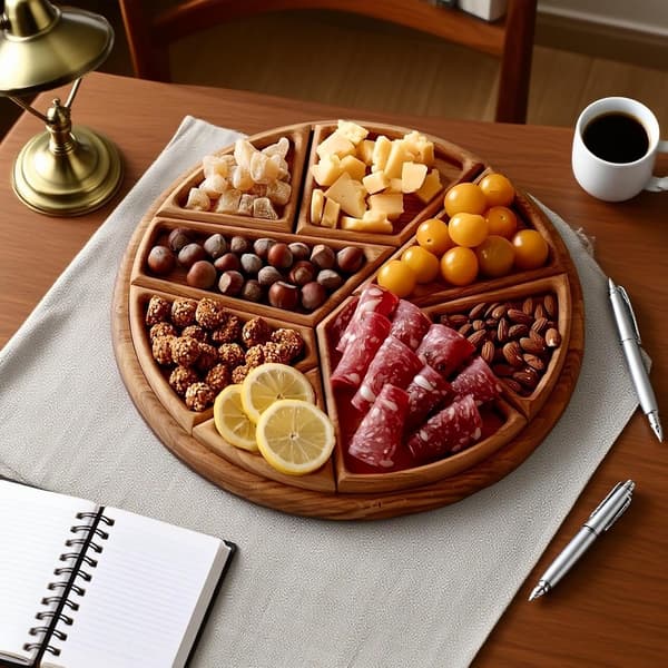 Food Tray with Removable Compartments, Charcuterie Board, Home Decor, for Pantry/Kitchen/Breakfast/Coffee Table