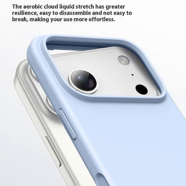 Skall til iPhone 17 Pro Kompatibel med MagSafe Ultratynt Flytende Silikon + PC-mobilskall Cloud Blue Cloud Blue