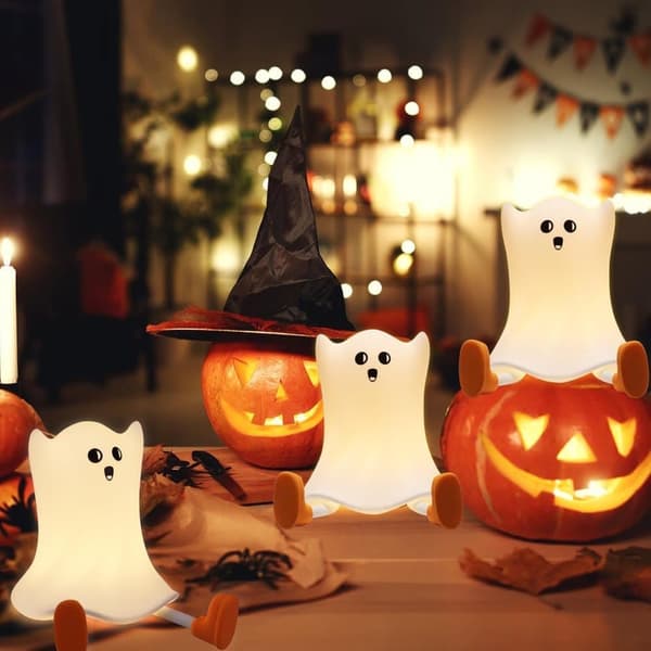 Silikone-spøgelsernatlampe, genopladelig touch-lampe til Halloween og natbord
