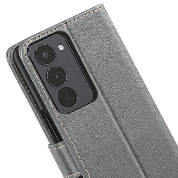 Wallet Case for Redmi 15 5G Litchi Texture with RFID Blocking Grey
