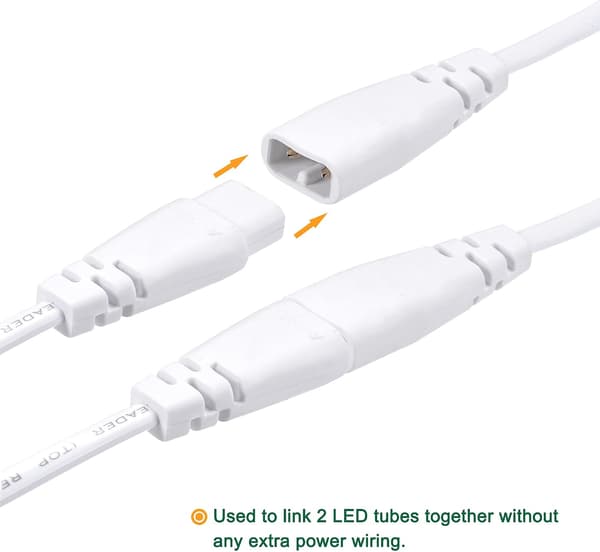 T5 LED rør forlængerkabel 2-benet 30CM han til hun ledning integreret lysarmatur 4 stk.