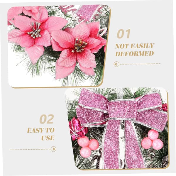 Artificial Pine Wreath with Berries and Bow for Christmas Home Decor